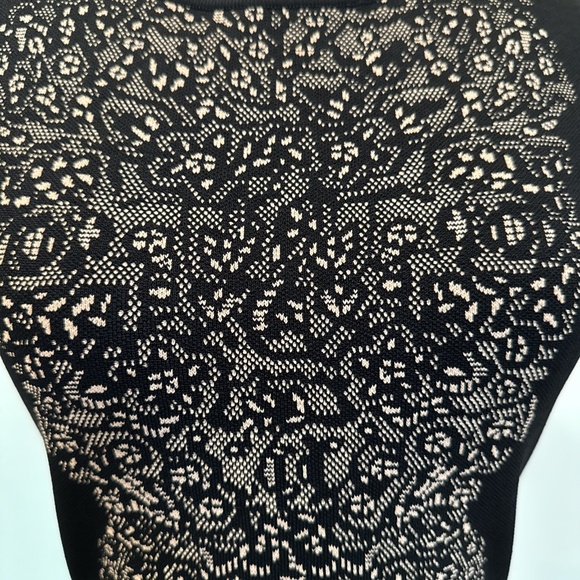 BCBGMaxAzria Like New Alonya Peplum Top- Size Medium; Black and Nude - Picture 4 of 7